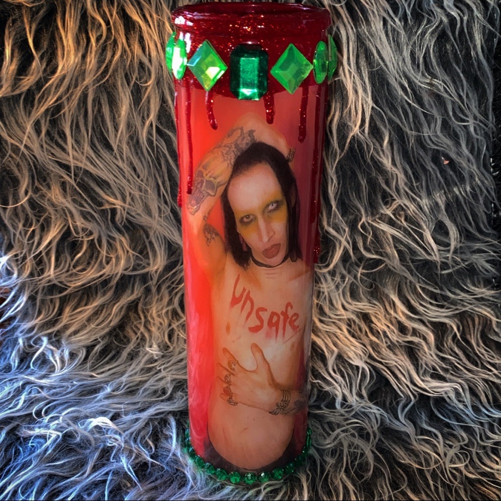 Marilyn Manson crafted candle.